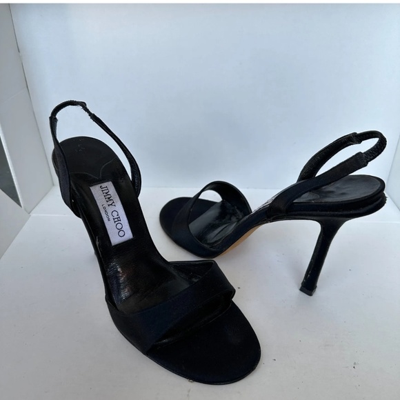 jimmy choo black heels size 38.5 slingback open toe heels - Picture 1 of 5